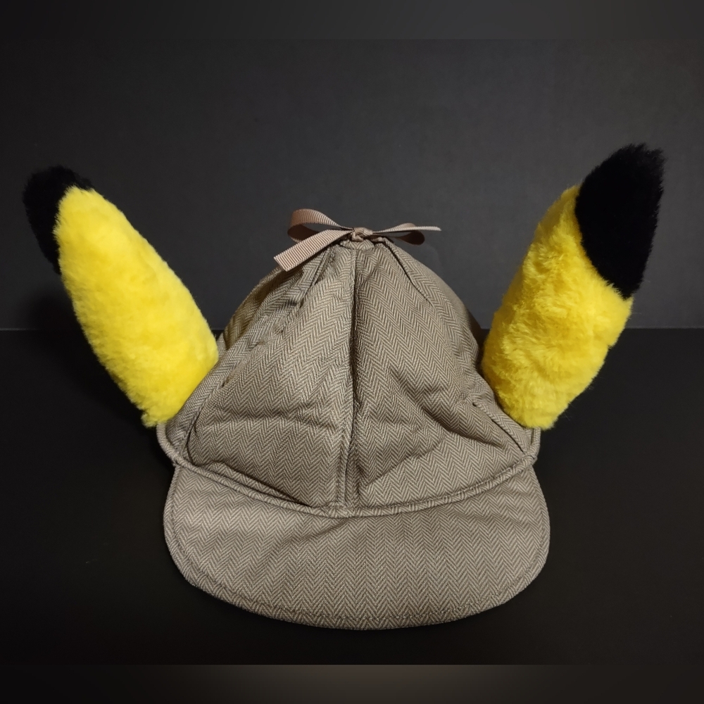 Pokemon Detective Pikachu Hat Plush Ears Movie Cap Dress Up Costume Youth Kids